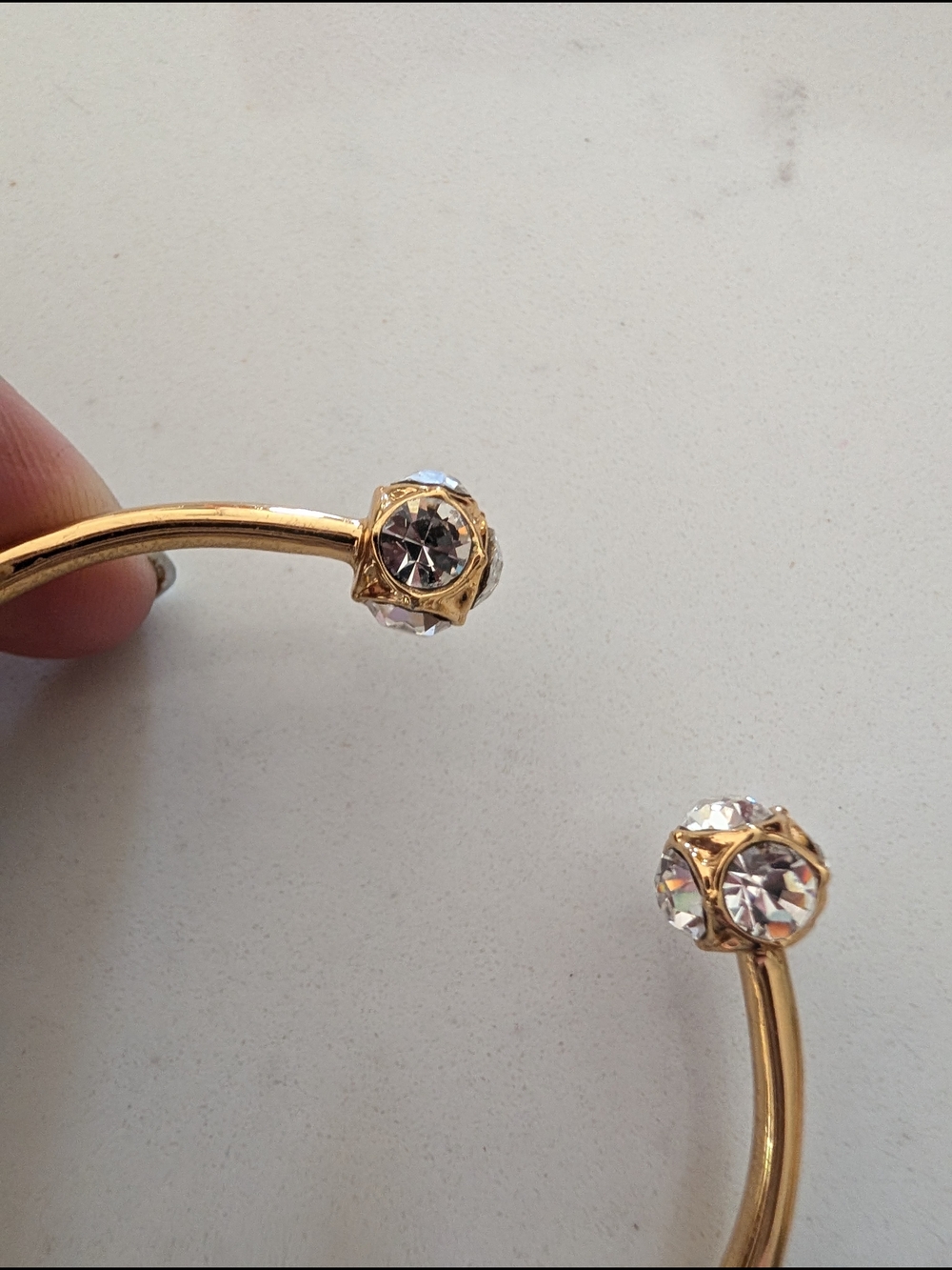 kate spade gold-tone open‎ cuff with crystal endcaps - Picture 6 of 6